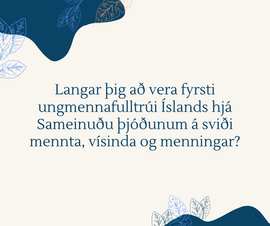 Langar þig að vera fyrsti ungmennafulltrúi Íslands hjá Sameinuðu þjóðunum á sviði mennta, vísinda og menningar?