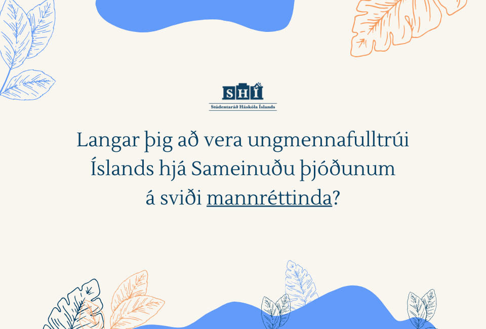 Langar þig að vera ungmennafulltrúi Íslands hjá Sameinuðu þjóðunum á sviði mannréttinda?